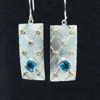 Topaz and White Sapphire Gold Inlay Earring