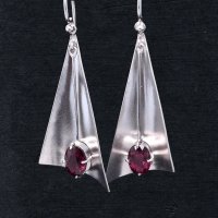 Garnet in a Silver Cape Earring