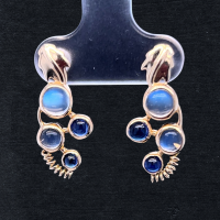 Grapevine Moonstone and Sapphire Earrings